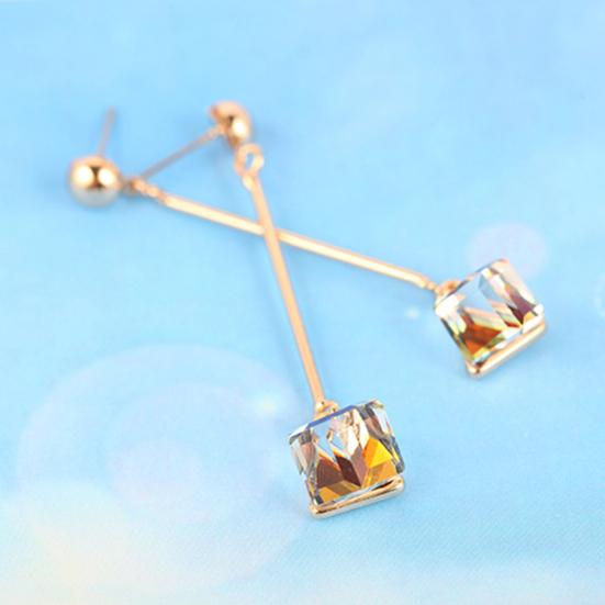 1 Pair Women Fashion Long Dangle Rhinestone  Earrings Eardrops Jewelry for Wedding