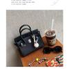 Lychee pattern platinum bag mini leather handbag large capacity bag women's new trendy fashion shoulder bag
