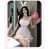 Ladies' Sexy Lingerie Sexy Pink Cow Suit Hollowed Out Maid Bunny Girl Uniform Role-playing Seductive Pure Desire Nightgown