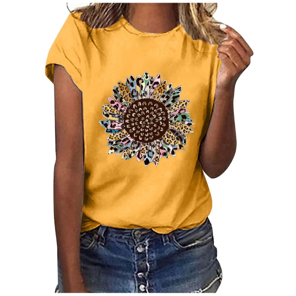 Women Casual Letter Printing Short Sleeves  Loose T-Shirt Blouse Tops