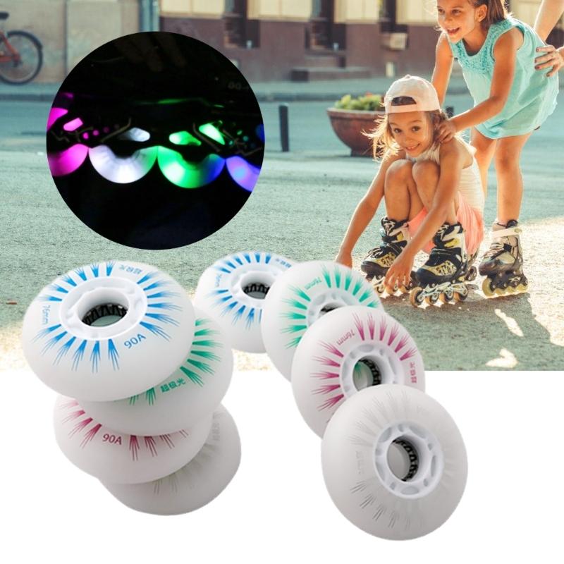 4 Pezzi Ruote Luminose Lampeggianti per Pattini in Linea Ruota LED Ruota da Pattinaggio Ruote per Pattini a Rotelle in Linea per Pattinare