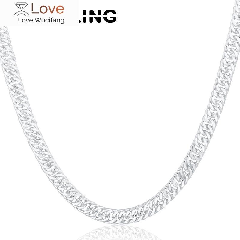 New 925 Sterling Silver 20 /24 Inch 10mm Full Flat Sideways Chain Necklace For Woman Man Fashion Wedding Jewelry Gift