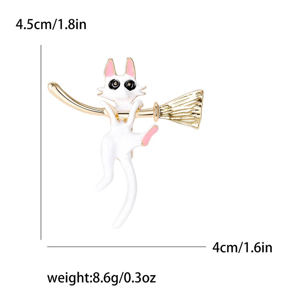 Emaille Tropf Besen Katze Brosche Mode Tier Pin Damen Kleidung Corsage Schmuck Geschenk