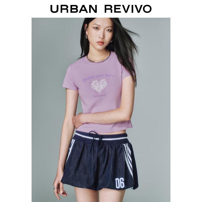 UR Women s Letter Love Heart Print Slim Short Sleeve T-Shirt S