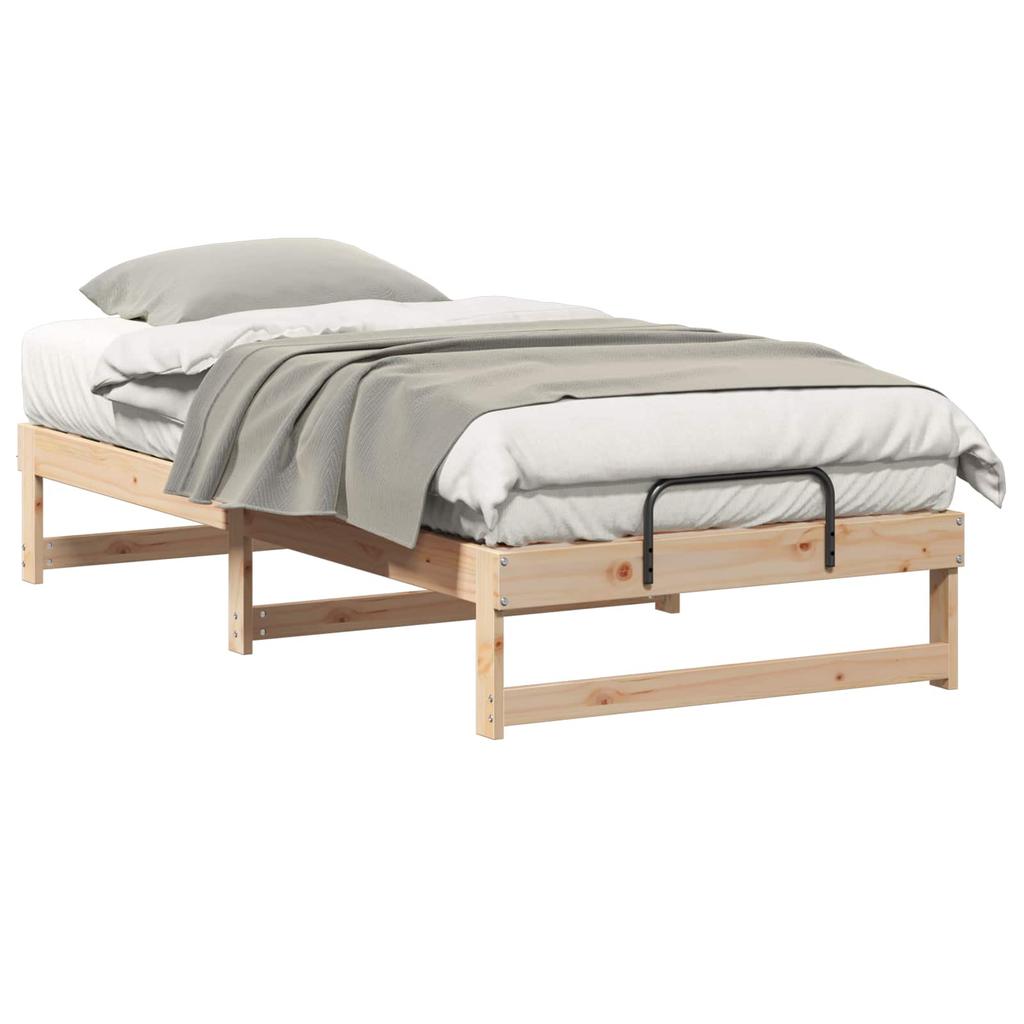 Brown Bed Frame 75 x 190 cm Solid Pine Wood