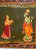 Handmade Radha Krishna Painting: Vintage Wooden Window Wall Decor