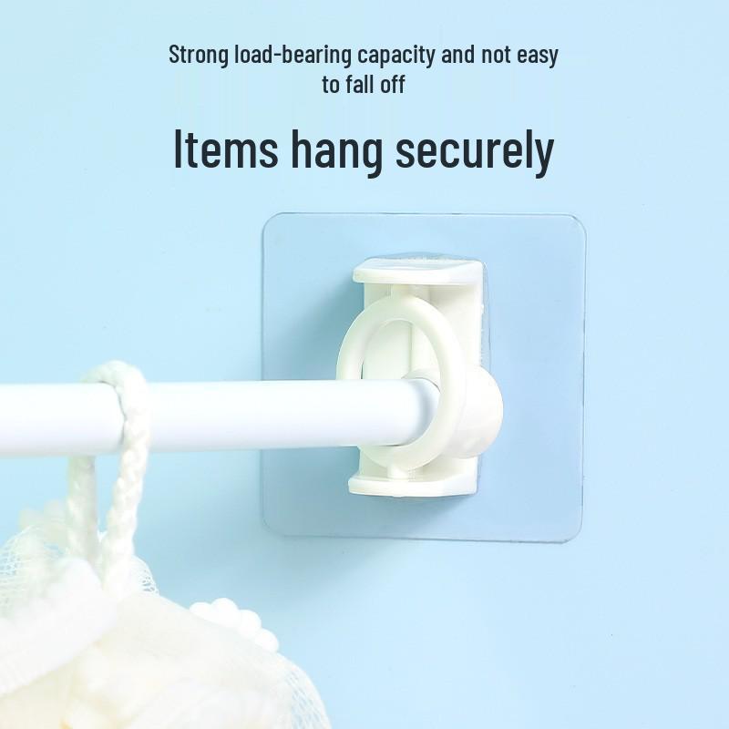 Multi-layer Adhesive Wall-Mount Storage Rack with Transparent Hooks for Bathroom