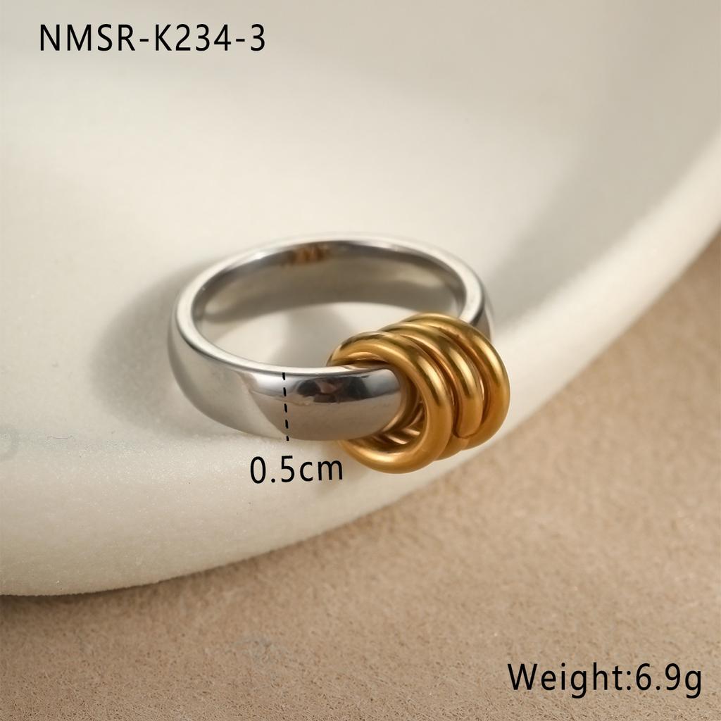 GEMCHIC Women's Stackable Geometric Rings Set, Adjustable 18K Gold Plated Stainless Steel Statement Knuckle Jewelry