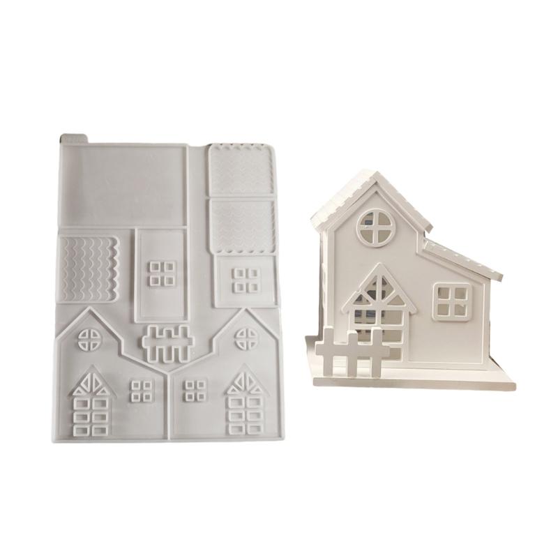 

Silicone Resin Houses Moulds Candlestick Moulds Home Ornament Moulds Silicone Texture for Art and Craft Enthusiasts 1