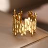 Exaggerated Personality Geometric Irregular Wide Stainless Steel Opening Rings for Women Trendy Hip-hop Punk Finger Jewelry Gift