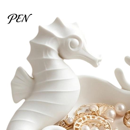 Seahorse Jewelry Dish Coral Tray, 3D Printed Ocean Themed Ring Earring Small Accessory Holder Holder, Decorative Trinket for Vanity Table Desktop