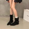 [Fanfna] 2025 autumn new retro Maillard color pointed two wear versatile short boots women's Martin boots