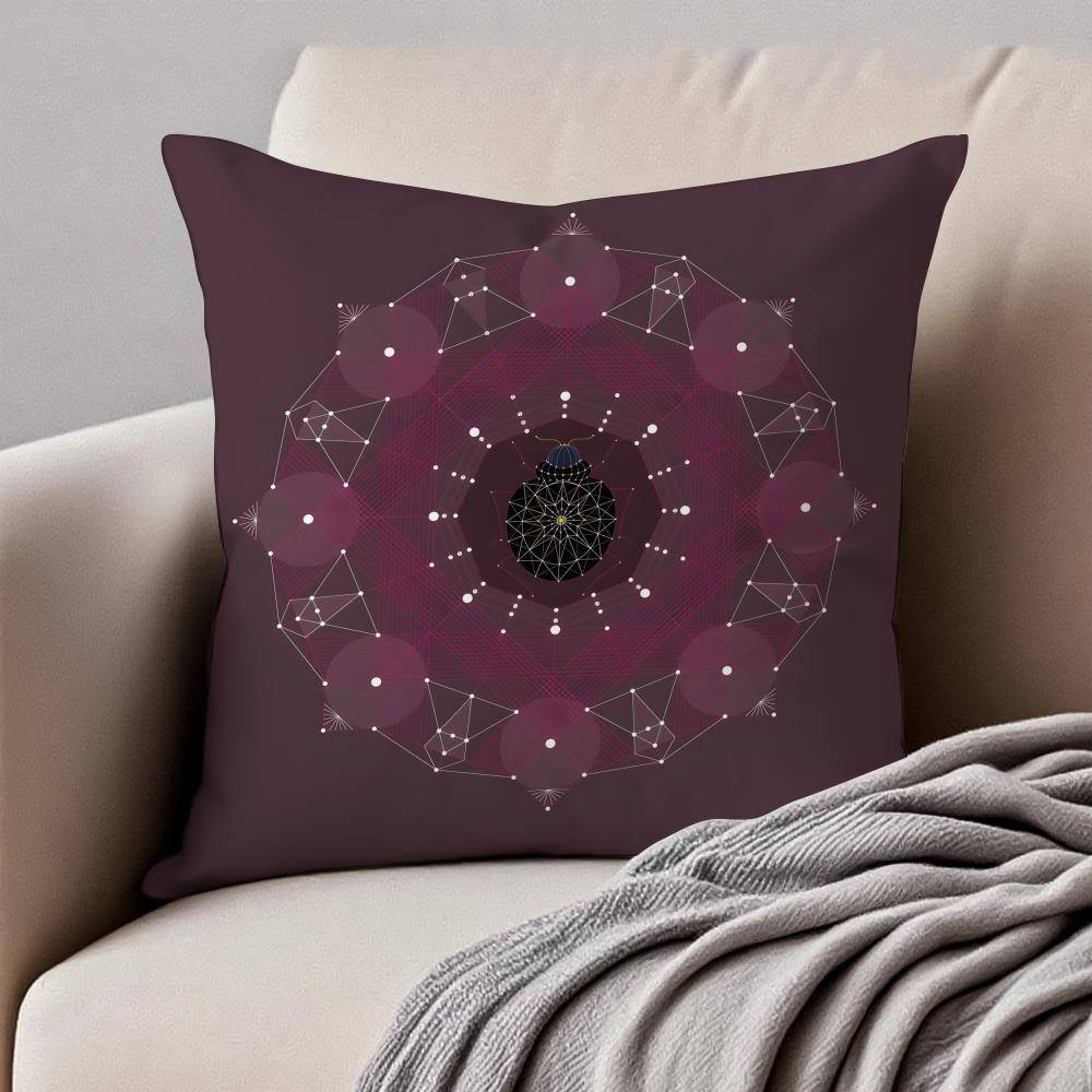 Modern Geometric Border Shading Background Art Cushion Cover Pillowcase Antidustmite Invisible Zipper Short Plush Sofa Cushion
