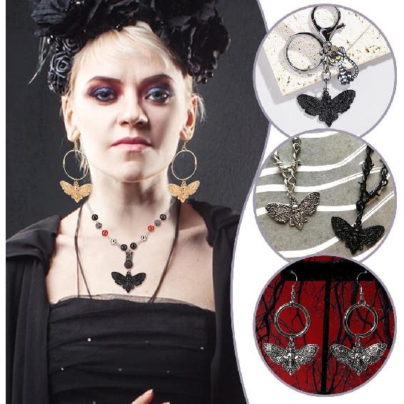 PH PandaHall 60pcs 2 Sizes Skull Head Moth Pendants, 3 Colors Moth Charms Alloy Gothic Jewelry Charm Skeleton Vintage Metal Charm for DIY Earrings