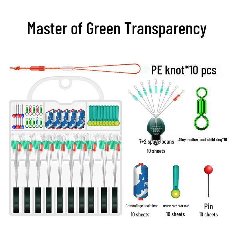 50-teiliges Angelzubehör-Set: Silikon-Space-Beans, Wirbel, Schwimmkörper, Hauptschnur