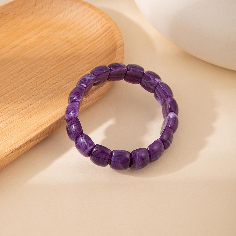 Faux Amber Beeswax Stretch Bracelet Acrylic Smudged Beaded Bracelet European American Niche High Grade Bracelet For Ladies