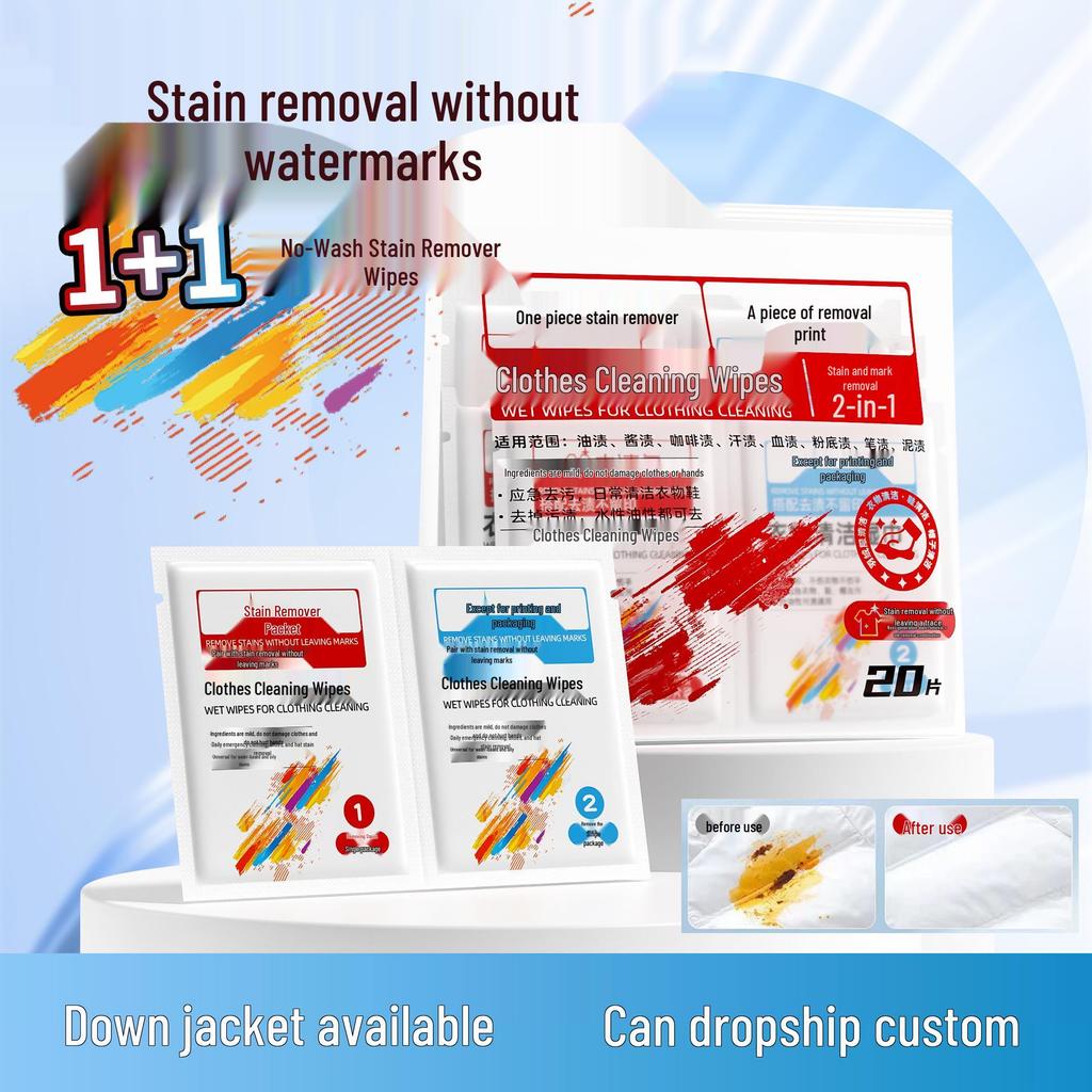 Disposable Down Jacket Cleaning Wipes - Portable, Degreasing, and Free of Wash