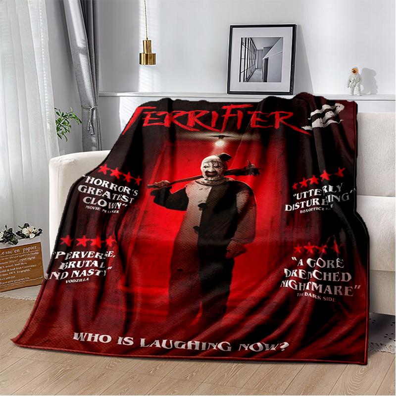 3D Terrifier 3 Horror Clown Movie Cartoon Soft Blankets,Throw Blanket Comfortable Blanket for Picnic Beds Sofa Home Kids Gifts