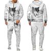 Tuta colorata con stampa 3D lupo Cool Hip Hop Streetwear Felpa con cappuccio con cerniera Tuta Uomo Donna Felpa con cappuccio casual Pantaloni da jogging