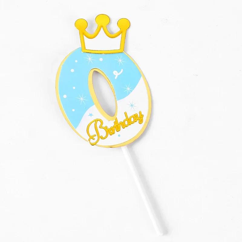 New Digital Decoration Happy Birthday Number Cake Insertion 0 1 2 3 4 5 6 7 8 9 Cake Topper Girls Boys Baby Party Supplies Decor