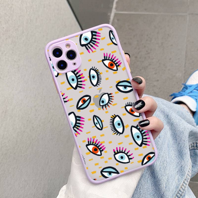 TOPLBPCS Eye Blue Evil Eye Print  for iPhone 7 8 Plus X XR XS 11 12 pro MAX Hard PC TPU Back Cover