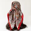 Women's 90cm Satin Paisley Print Square Scarf: Women's Shawl, Outerwear, Sun Protection, Headscarf, Scarf