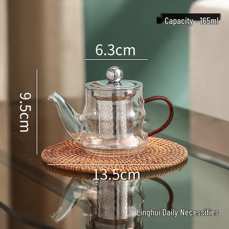 Large Glass Teapot with Lid & Handle, Heat-Resistant, Stainless Steel Infuser, Floating Cup