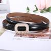 Leather Womens Belt With Artificial Pearls And Rhinestone Decor For Elegant Outfit