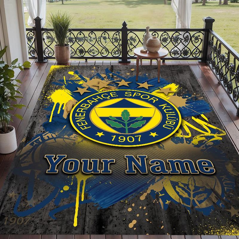 Custom Text Printed Rug Fenerbahçe FC Non Slip Floor Carpet For Home Room Decor