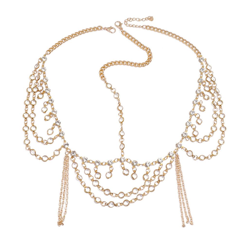 European And American Jewelry, Creative Fashion Versatile Gemstone Tassel Multi-Layer Diamond Headband Headband Headband Headgear Headdress