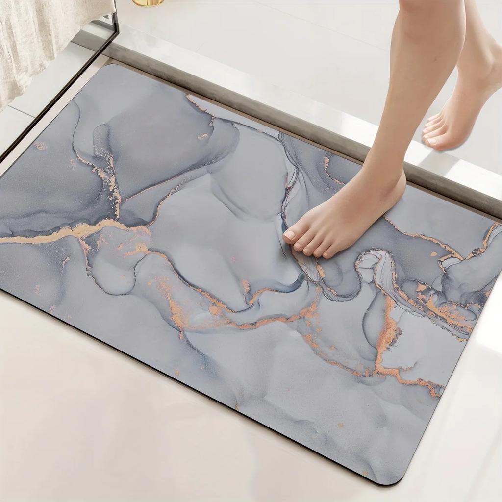 Marbling Pattern Bath Mat Super Absorbent Shower Room Indoor Doormats Washable Easy Clean Diatomite Rugs Washroom Floor Carpet