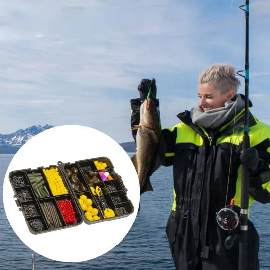 143/145Pcs Carp Fishing Accessories Set with Double-Sided Box Fishing Hook Lure Sleeve Float Swivel Needle Men Carp Fishing Gear