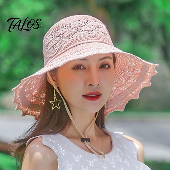 Women Acrylic Blend Straw Hat Women's Wide Brim Summer Beach Sun Simple Design Foldable Lady Braided Floppy for Outdoor Travel Vacation Trendy