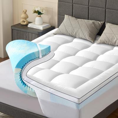 NicePlus 2 In 1 Memory Foam Fluffy Mattress Topper with Soft Cover 90-180x200x7cm