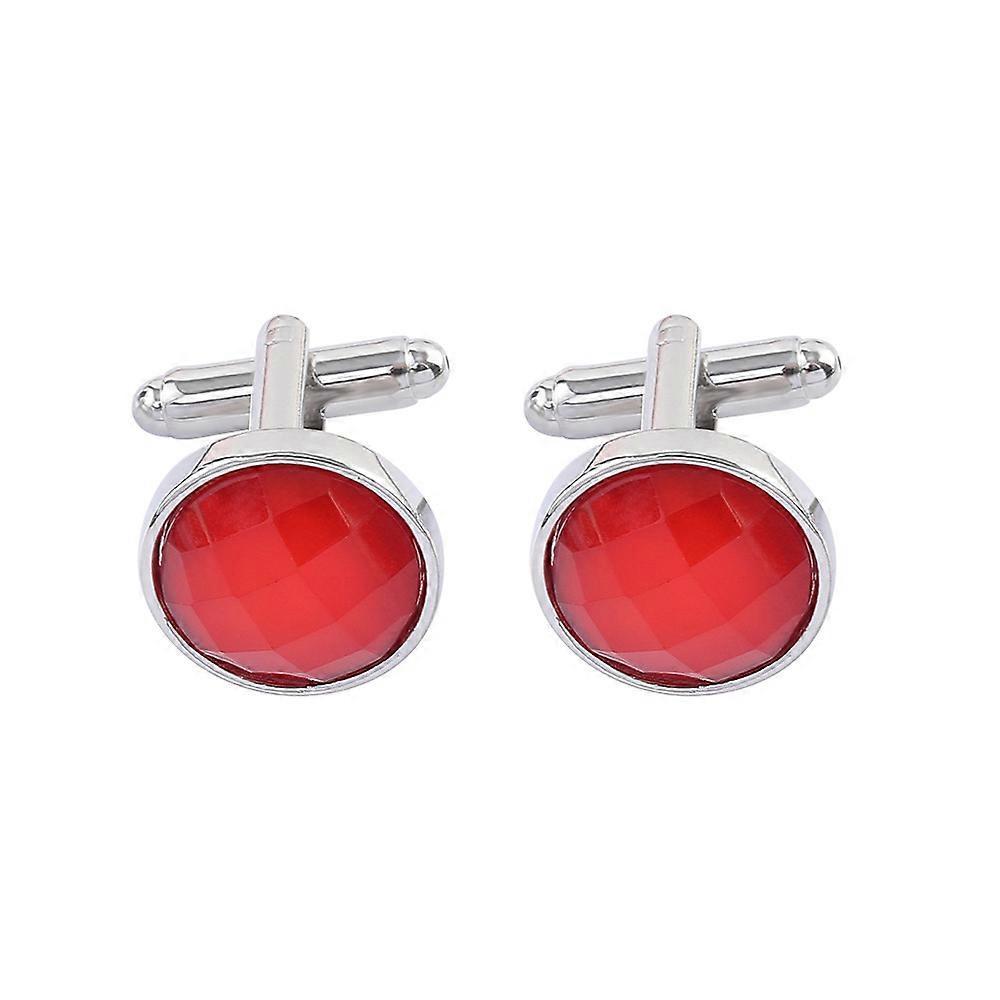 Simple round gemstone cufflinks for women, fashionable and unique, trendy Austrian diamond shirt cuff studs.