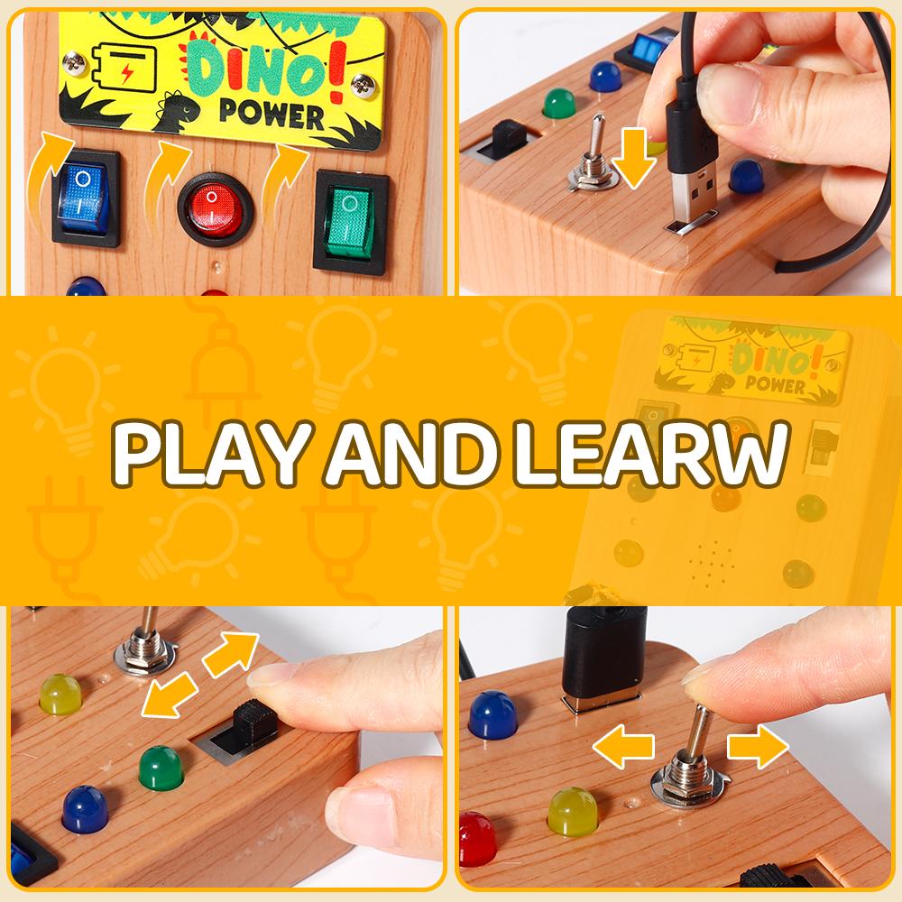 Activity Board Montessori con Interruttore Luminoso a LED e Attrezzo a Cacciavite - Giocattoli Sensoriali per Bambini N.22-1010