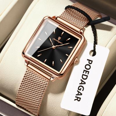 Orologio da Donna Top Marca Nuovo Orologio Quadrato Piccolo Ultra-sottile alla Moda Orologio al Quarzo con Cinturino a Rete