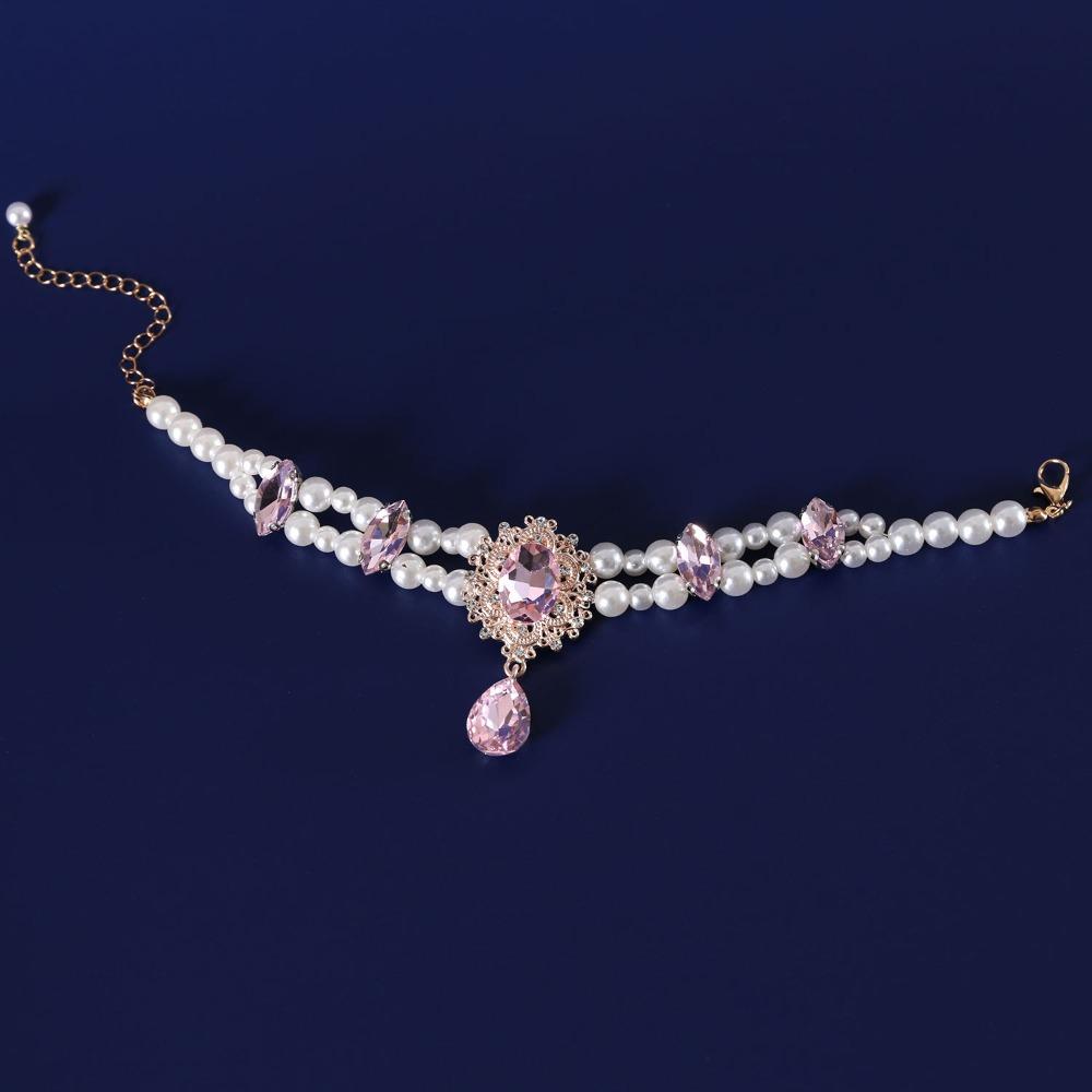 

Water Droplet Shape Pet Pearl Collar Double Layer Luxury Pet Jewelry Gemstone Pet Necklace Puppy S розовый