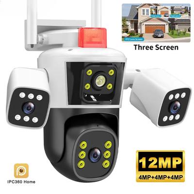 Nuova telecamera IP di protezione di sicurezza 12MP 6K WiFi wireless esterna tre lenti tre schermi CCTV videosorveglianza PTZ tracciamento umano