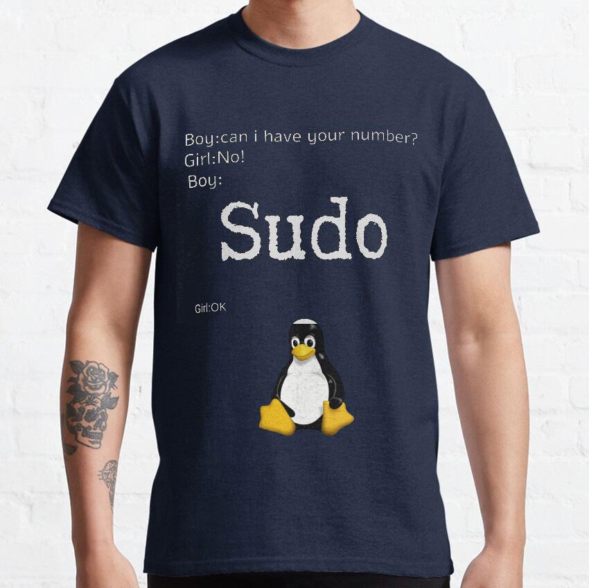

linux sudo Funny T-Shirt code coding programmer coder java linux penguin printed t shirt for men 100% cotton plus size clothing 4XL