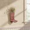 Rustic Wooden Boot Vase with Hanging Hook Vintage-Inspired Cowboy