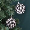 Elegant 7cm Black And White Checkered Christmas Ball Ornament Set For Festive Decor