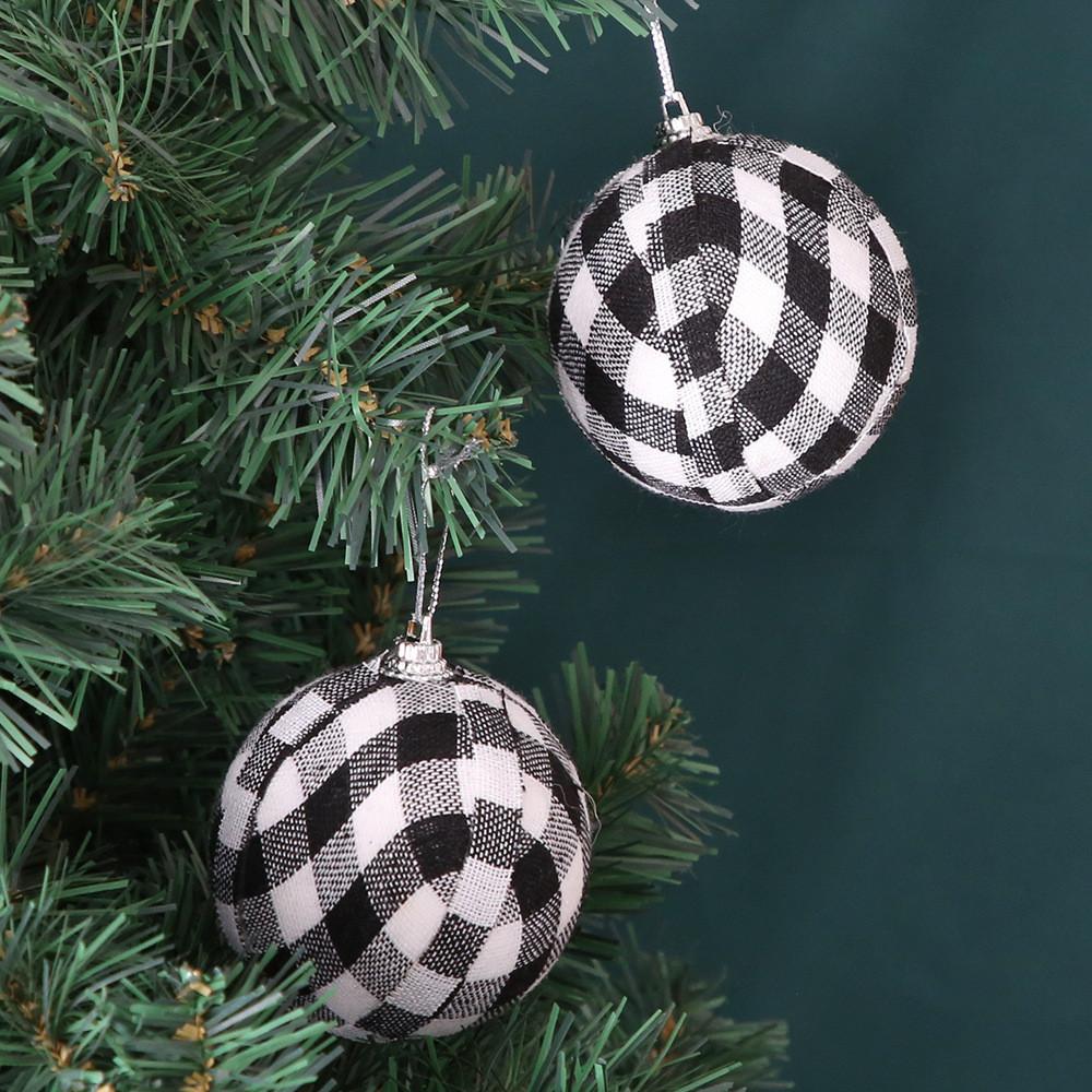 Elegant 7cm Black And White Checkered Christmas Ball Ornament Set For Festive Decor