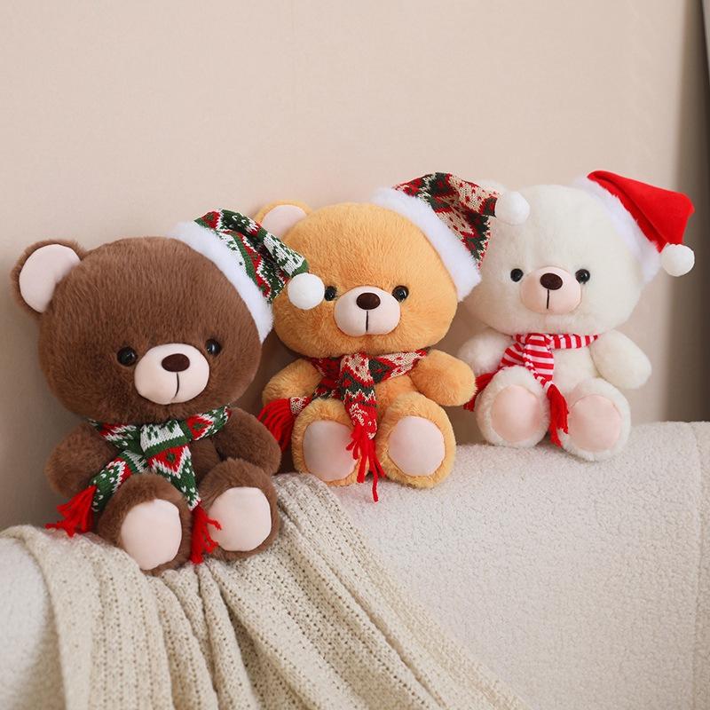 Cute Christmas Hat Bear Doll Plush Toy Teddy Bear Hug Bear Doll Children's Rag Doll Christmas Gift