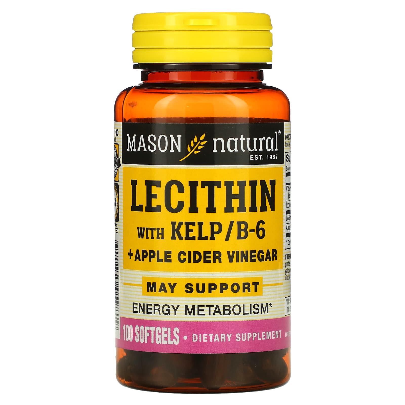 

Mason Natural, with lecithin, seaweed/B6 + apple cider vinegar, 100 softgels