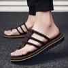 Fashion Flip Men's Shoe Flops Leather Beach Shiatsu Slides Flat Original Elegant Summer Sale Comfortable Designer Luxury Male Slipper