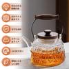 HARUMAKI [Betia Flower] Teapot, 1000ml, Heat-Resistant Glass, with Strainer, Handmade Glass Pot with Wooden Handle, Jumping Design, Perfect for Fruit