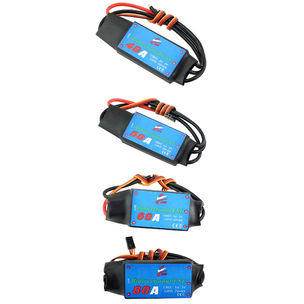 ESC Bidirectional 12A/20A/30A/40A/50A/60A/80A Brushless ESC for Remote Control Ship Pneumatic Underwater Propelle