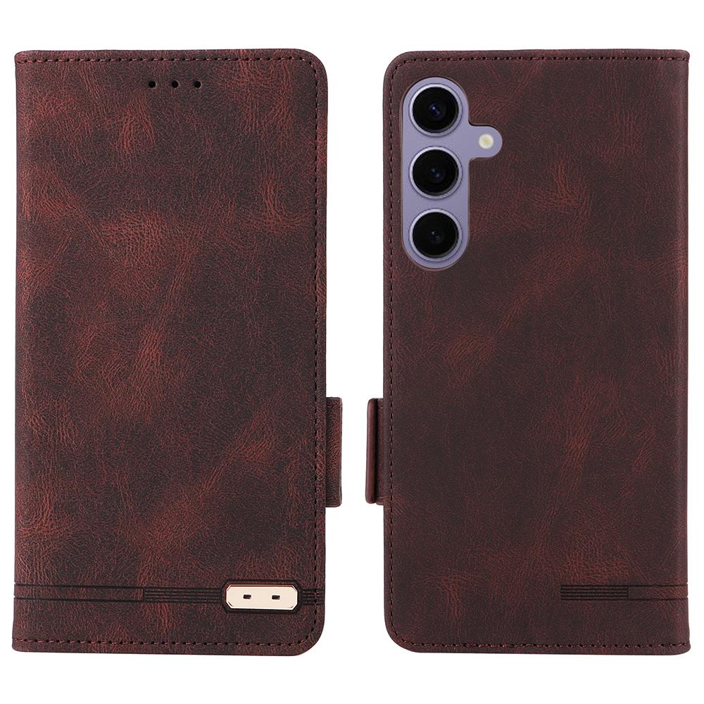 For Samsung Galaxy S25 Case Leather Wallet Flip Phone Cover with Hardware Decor