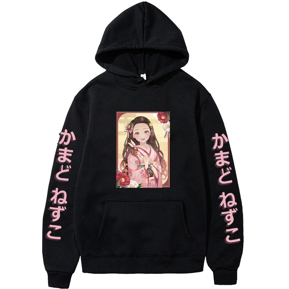 Japan Anime Demon Slayer Graphic Printed Hooded Women Hoodies Long Sleeve Sweatshirt Harajuku Casual Girl Clothes Tops